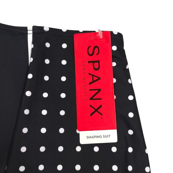 Spanx Shaping Flirty Skirted Swim Bottom Black Polka Dot High Waist - Picture 8 of 10